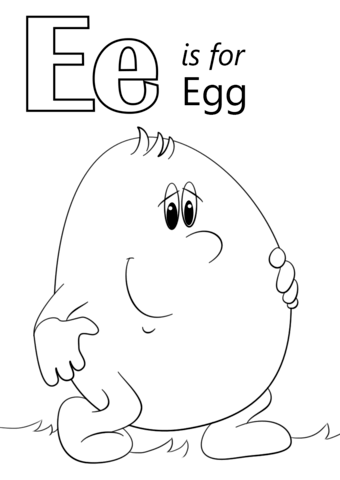 Letter E Is For Egg Coloring Page